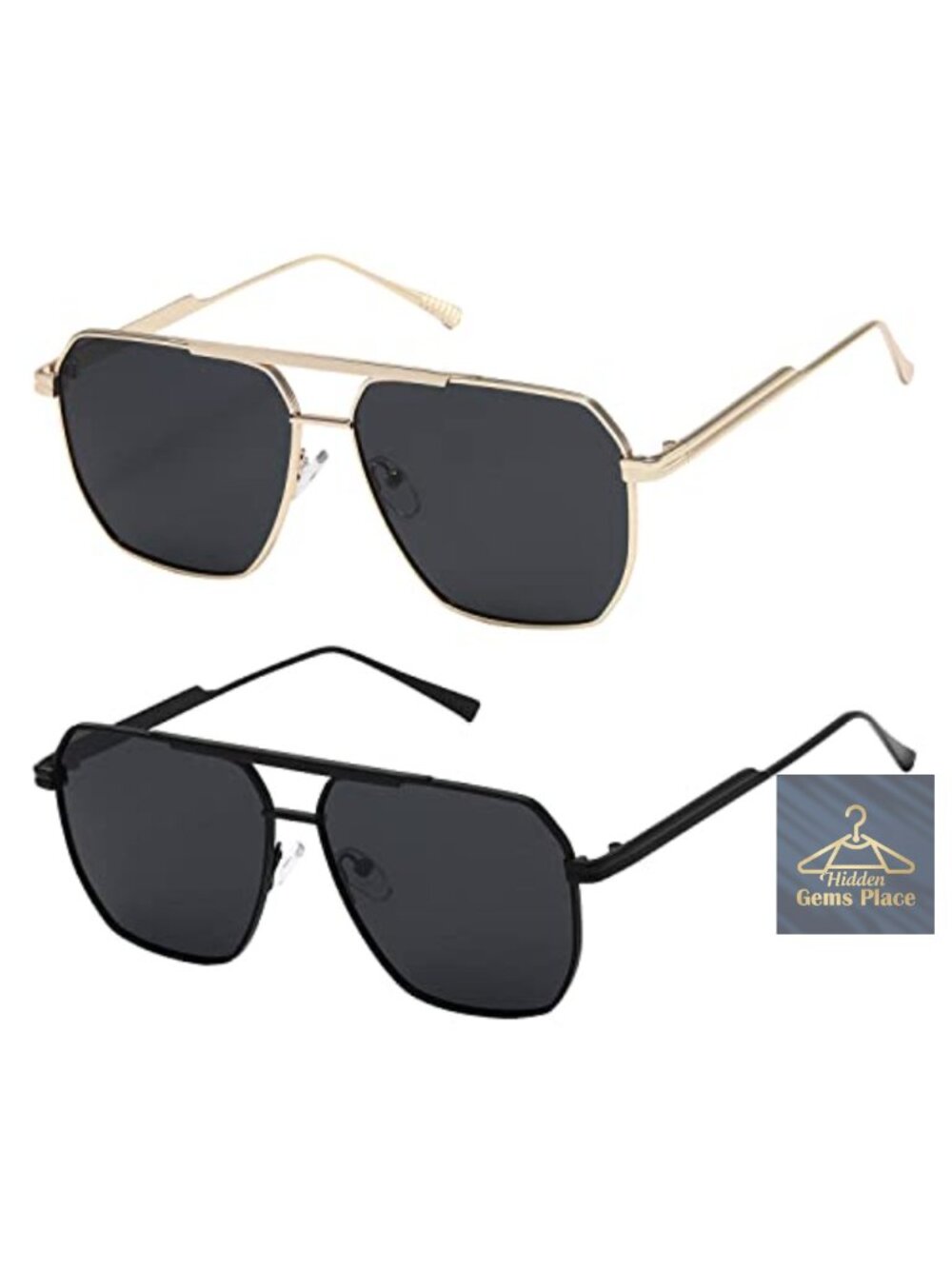 Polarized Square Sunglasses UV400 Protection Stainless Steel Frame